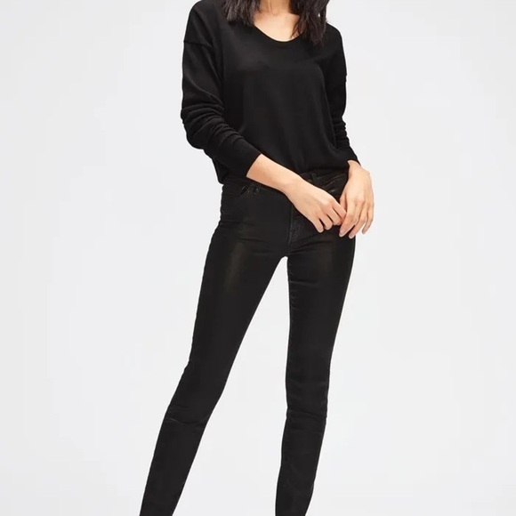 7 For All Mankind THE SKINNY COATED SLIM ILLUSION BLACK PANTS - Picture 3 of 10